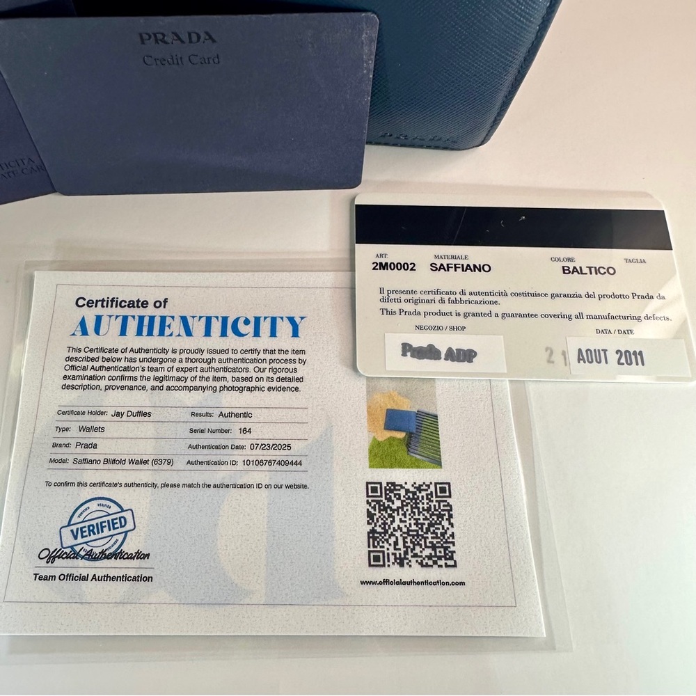 Prada 2M0002 Saffiano Leather Bifold Wallet w Coin Purse Baltico Navy – Box &COA - Picture 3 of 10